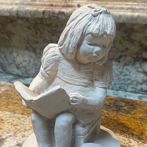 1987 Dee Crowley Bright Eyes Sculpture, Girl reading Book to Dog